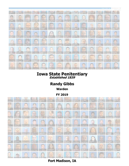 Iowa State Penitentiary Established 1839 Randy Gibbs Warden FY 2019