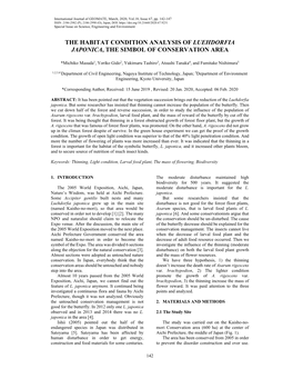 The Habitat Condition Analysis of Luehdorfia Japonica, the Simbol of Conservation Area