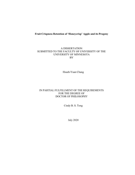 Fruit Crispness Retention of ‘Honeycrisp’ Apple and Its Progeny