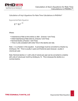 Calculation of Arp's Equations for Rate Time Calculations in Phdwin