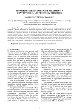 Potassium Ferrocyanide Wine Treatment: a Controversial, Yet Necessary Operation