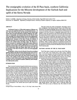 The Stratigraphie Evolution of the El Paso Basin, Southern California: Implications for the Miocene Development of the Garlock Fault and Uplift of the Sierra Nevada