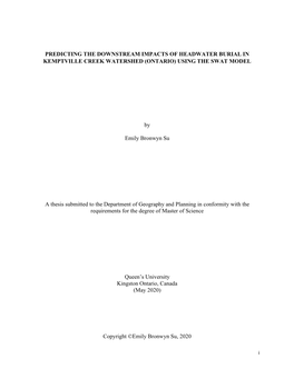 Predicting the Downstream Impacts of Headwater Burial in Kemptville Creek Watershed (Ontario) Using the Swat Model