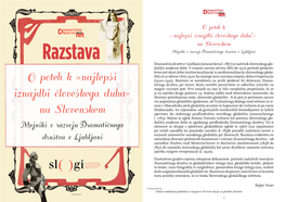 Razstava Mejniki V Razvoju ∂Ramatiënega Društva V Ljubljani Dramatično Društvo V Ljubljani (Ustanovljeno L