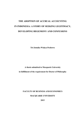 The Adoption of Accrual Accounting in Indonesia: A
