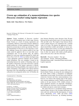 Crown Age Estimation of a Monocotyledonous Tree Species Dracaena Cinnabari Using Logistic Regression