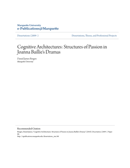 Cognitive Architectures: Structures of Passion in Joanna Baillie's Dramas Daniel James Bergen Marquette University