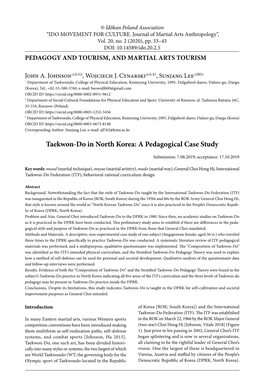 Taekwon-Do in North Korea: a Pedagogical Case Study