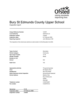 Bury St Edmunds County Upper School Inspection Report