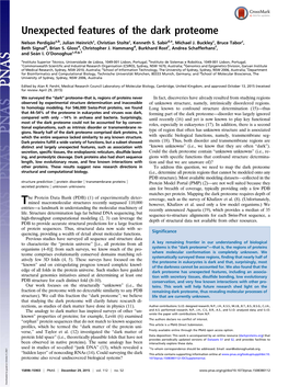 Unexpected Features of the Dark Proteome