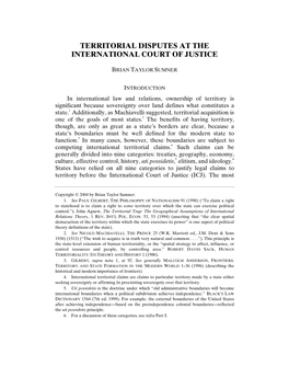 Territorial Disputes at the International Court of Justice