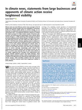 In Climate News, Statements from Large Businesses and Opponents of Climate Action Receive Heightened Visibility