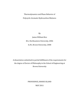 Thermodynamics and Phase Behavior of Polycyclic Aromatic