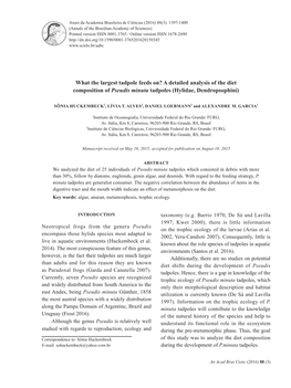 What the Largest Tadpole Feeds On? a Detailed Analysis of the Diet Composition of Pseudis Minuta Tadpoles (Hylidae, Dendropsophini)