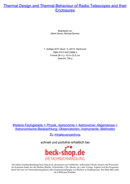 Thermal Design and Thermal Behaviour of Radio Telescopes and Their Enclosures