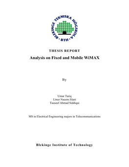 Analysis on Fixed and Mobile Wimax