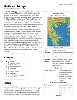 Battle of Philippi from Wikipedia, the Free Encyclopedia