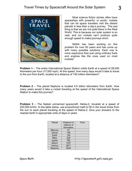 Travel Times by Spacecraft Around the Solar System 3