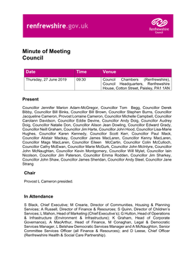 Minute of Meeting Council