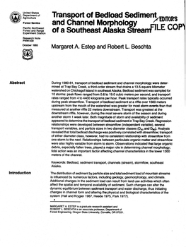 Transport of Bedload Sediment .-.-- and Channel Morphology Of