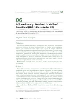 Built on Diversity: Statehood in Medieval Somaliland (12Th-16Th
