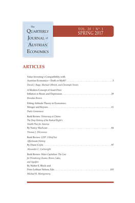 Quarterly Journal of Austrian Economics 20, No. 1 (2017)