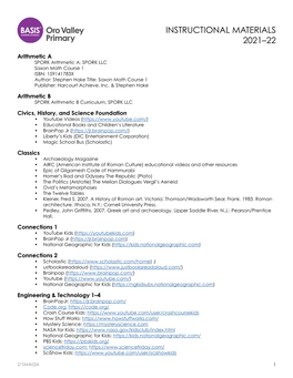 Instructional Materials 2021–22