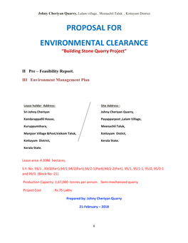PROPOSAL for ENVIRONMENTAL CLEARANCE “Building Stone Quarry Project”