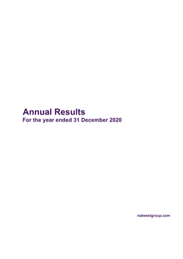 Annual Results for the Year Ended 31 December 2020