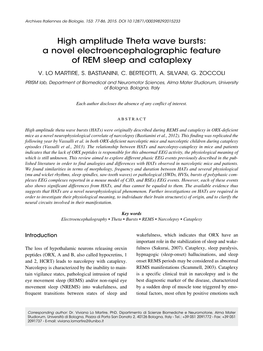 High Amplitude Theta Wave Bursts: a Novel Electroencephalographic Feature of REM Sleep and Cataplexy