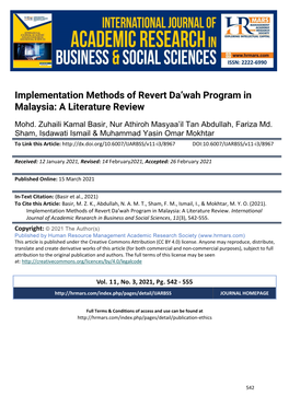Implementation Methods of Revert Da'wah Program in Malaysia: A