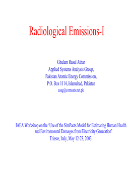 Radiological Emissions-I
