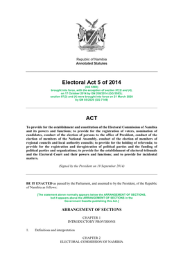 Electoral Act 5 of 2014