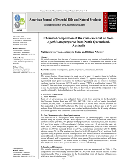 Chemical Composition of the Resin Essential Oil from Agathis