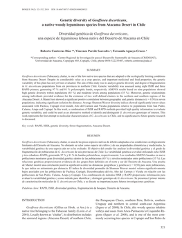 Genetic Diversity of Geoffroea Decorticans, a Native Woody Leguminous Species from Atacama Desert in Chile