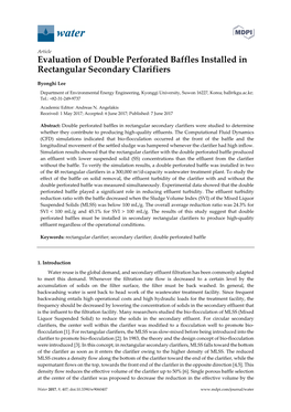 Evaluation of Double Perforated Baffles Installed in Rectangular Secondary Clarifiers