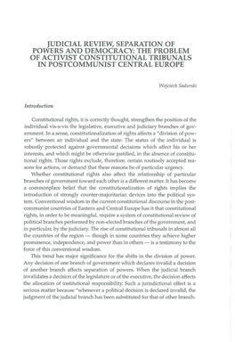 Judicial Review, Separation of Powers and Democracy: the Problem of Activist Constitutional Tribunals in Postcommunist Central Europe