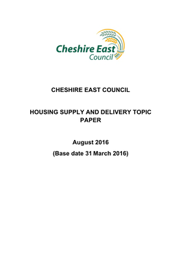 Cheshire East Council Housing Supply And