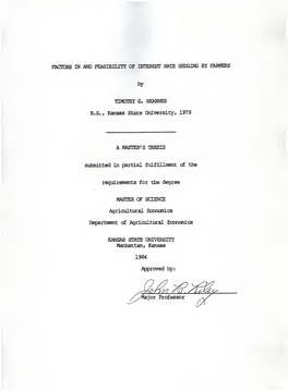 Factors in and Feasibility of Interest Rate Hedging by Farmers