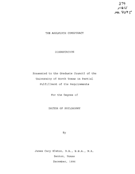 37&lt;? /V/ £ /D V3^5" the AGOLMIRTH CONSPIRACY DISSERTATION