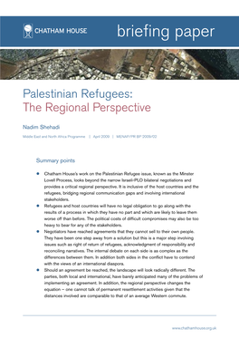 Palestinian Refugees: the Regional Perspective 2 E G a P