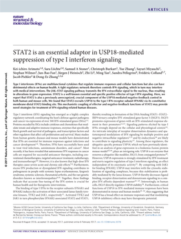 STAT2 Is an Essential Adaptor in USP18-Mediated Suppression of Type I Interferon Signaling