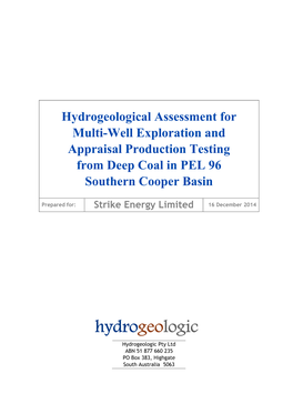 Hydrogeological Assessment for Multi-Well Exploration and Appraisal Production Testing from Deep Coal in PEL 96 Southern Cooper Basin