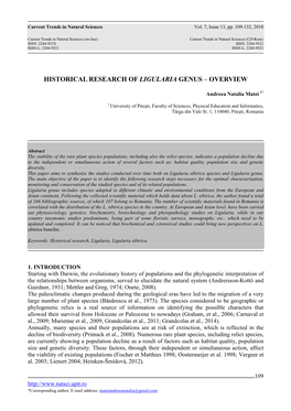 Historical Research of Ligularia Genus – Overview