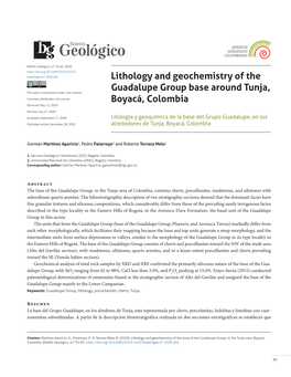 Lithology and Geochemistry of the Guadalupe Group Base Around Tunja, This Work Is Distributed Under the Creative Commons Attribution 4.0 License