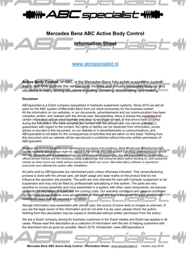Mercedes Benz ABC Active Body Control Information Sheet Www