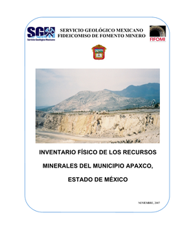 Inventario Físico De Los Recursos Minerales Del Municipio Apaxco