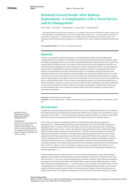 Retained Curved Needle After Balloon Kyphoplasty: a Complication with a Novel Device and Its Management