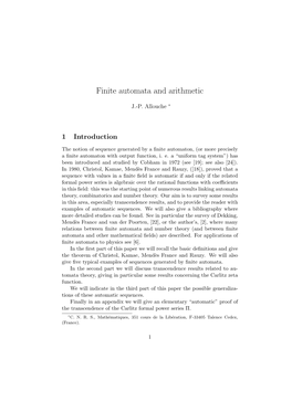 Finite Automata and Arithmetic