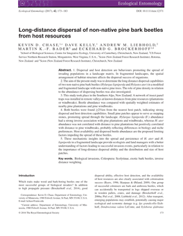 Long-Distance Dispersal of Non-Native Pine Bark Beetles from Host Resources